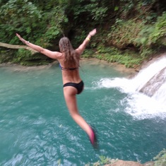 Cliff jumping at the Blue Hole, Jamaica.