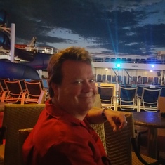My husband enjoying deck!