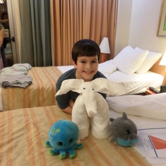 My grandson and his animal of the night!