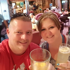 enjoying our first drinks