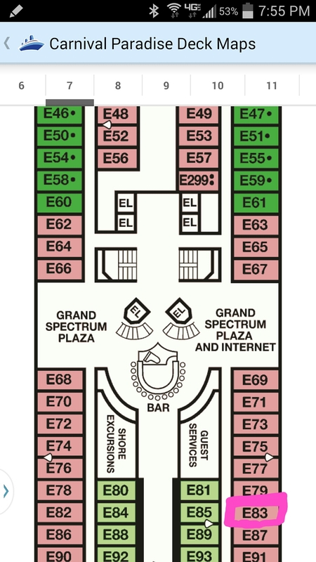 Oceanview Stateroom, Cabin Category 6E, Carnival Paradise